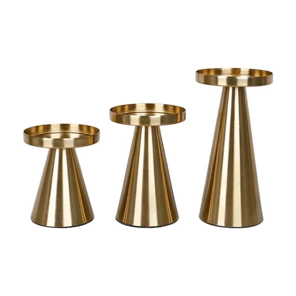 Set de 3 Bougeoirs Dorés Élégants – Maison Vanoa