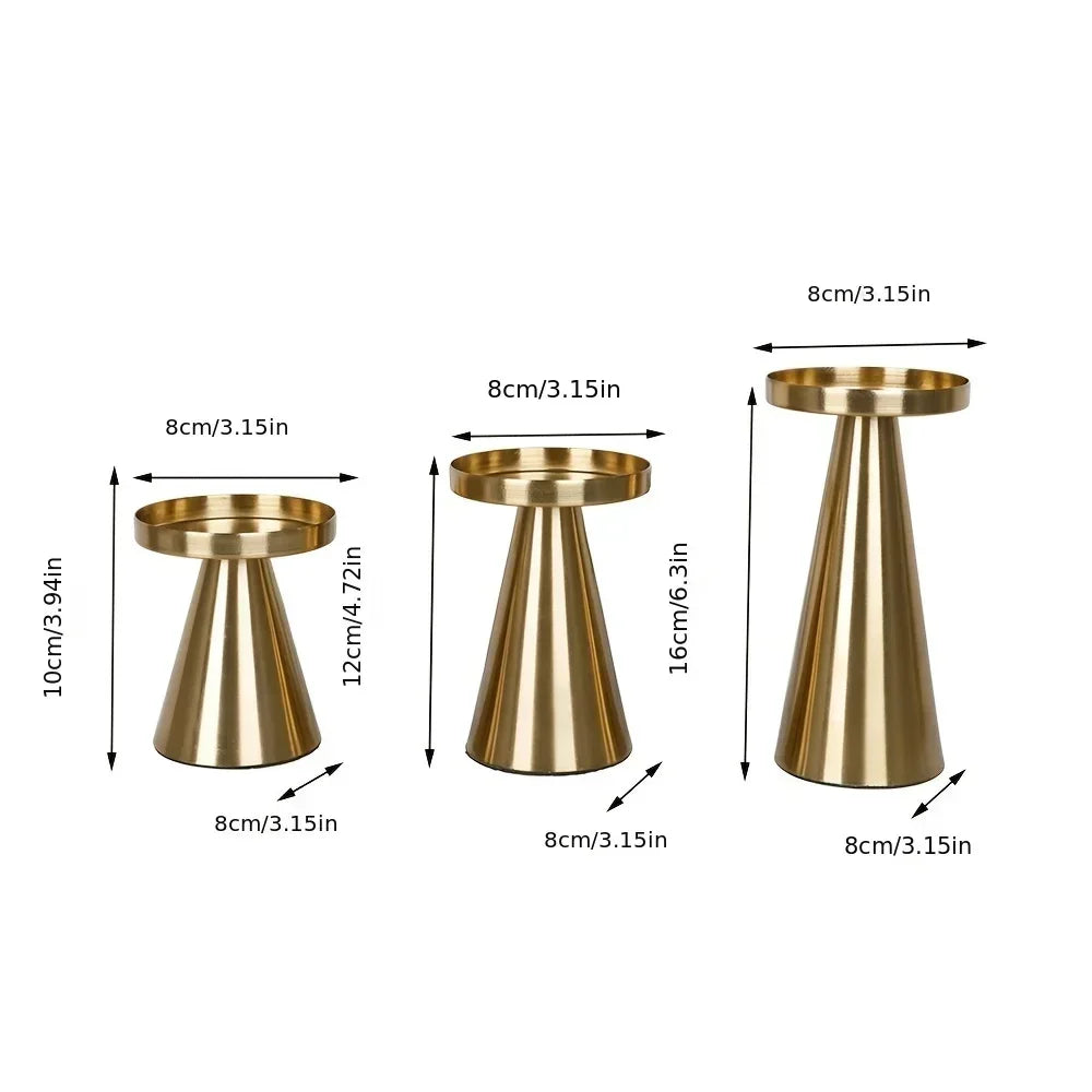 Set de 3 Bougeoirs Dorés Élégants – Maison Vanoa