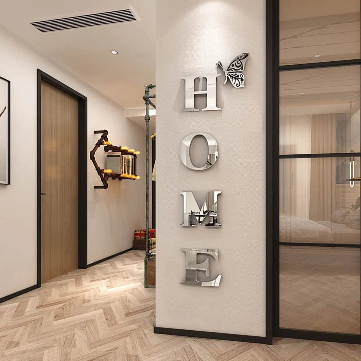 Décoration Murale HOME 3D Effet Miroir – Maison Vanoa